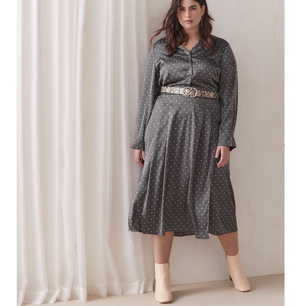 NWT Addition Elle Grey Fit & Flare Midi Dress 12